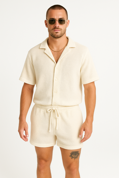 Men's Set – Breathable Casual Shirt and Shorts – Loose Fit