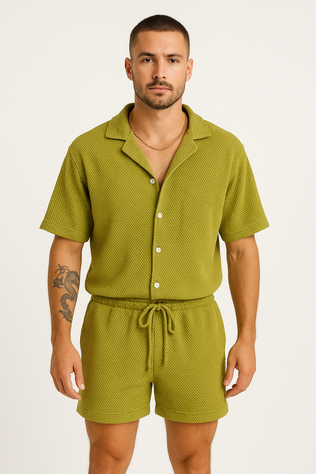 Men's Set – Breathable Casual Shirt and Shorts – Loose Fit