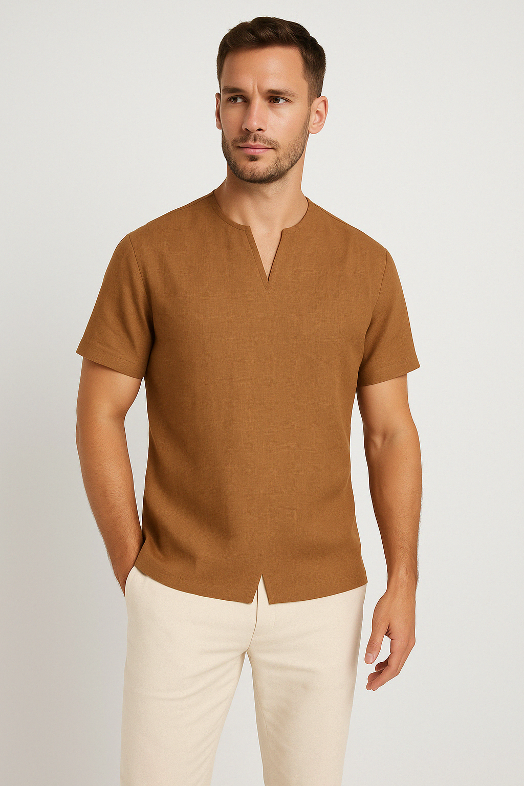 Relaxed Fit Men's V-Neck Short Sleeve T-Shirt - Nocini
