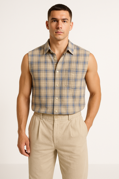 Relaxed Fit Mens Cotton Check Shirt - Nocini