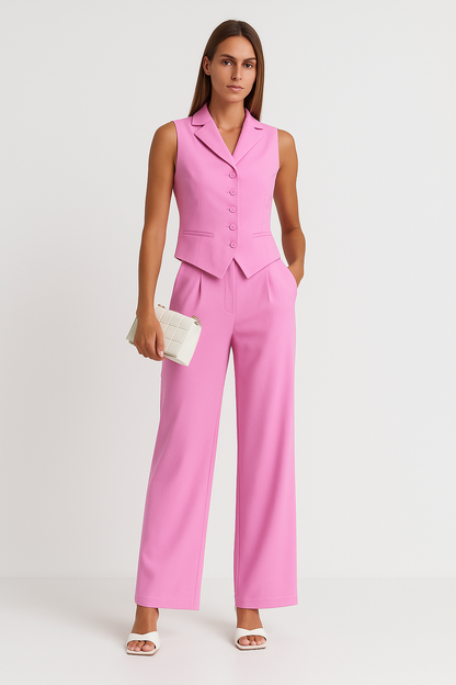 Ladies' 2-Piece Suit - Fitted Vest - High Waisted Pants - Nocini