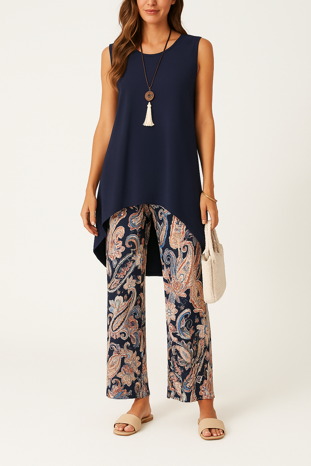 Casual Loose Fit Sleeveless Tunic Top - Nocini