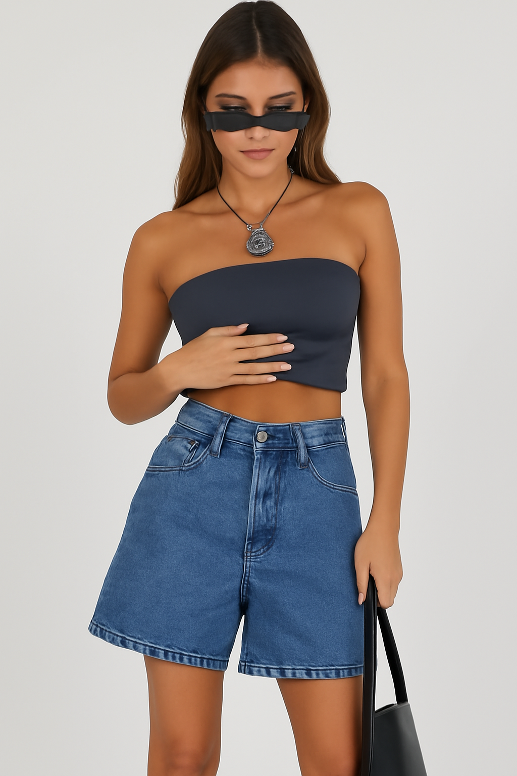 Women's Casual Mid-Rise Denim Shorts Relaxed Fit - Nocini