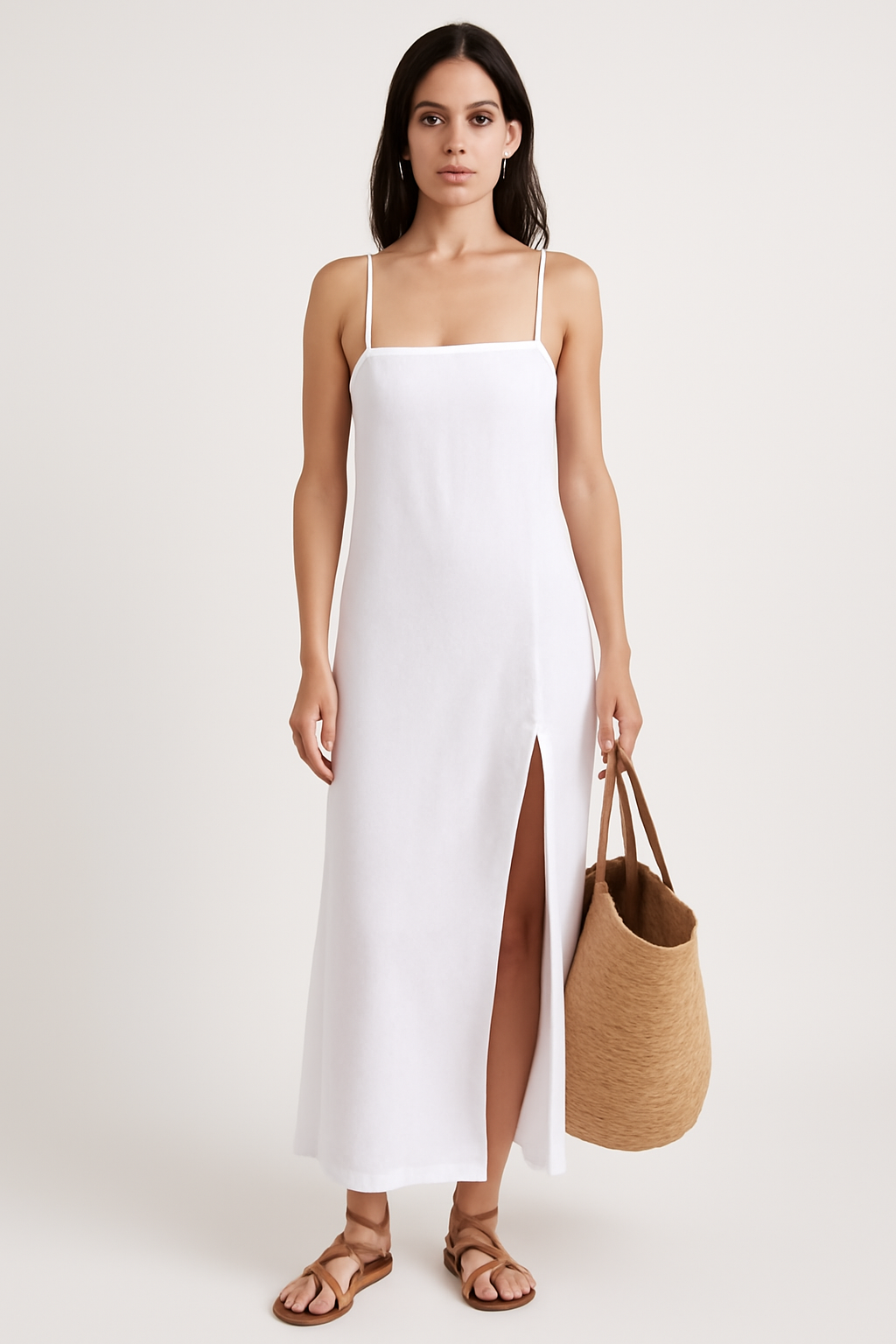 Casual Summer Dress for Women with Thin Straps and Slit - Nocini