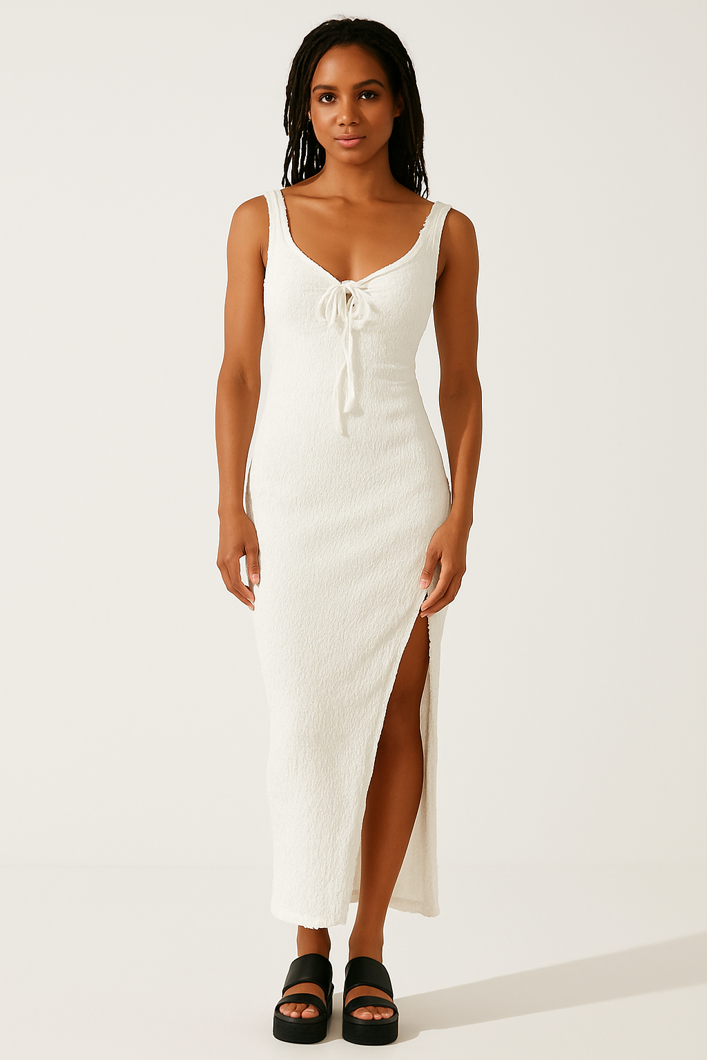 Elegant Long Maxi Dress with Open Back and Slit