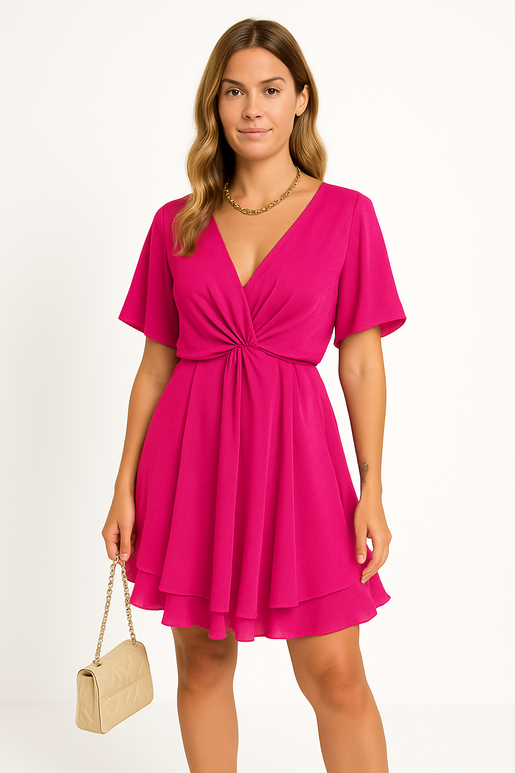 Elegant Women's Dress with Loose Fit and Flowy Sleeves