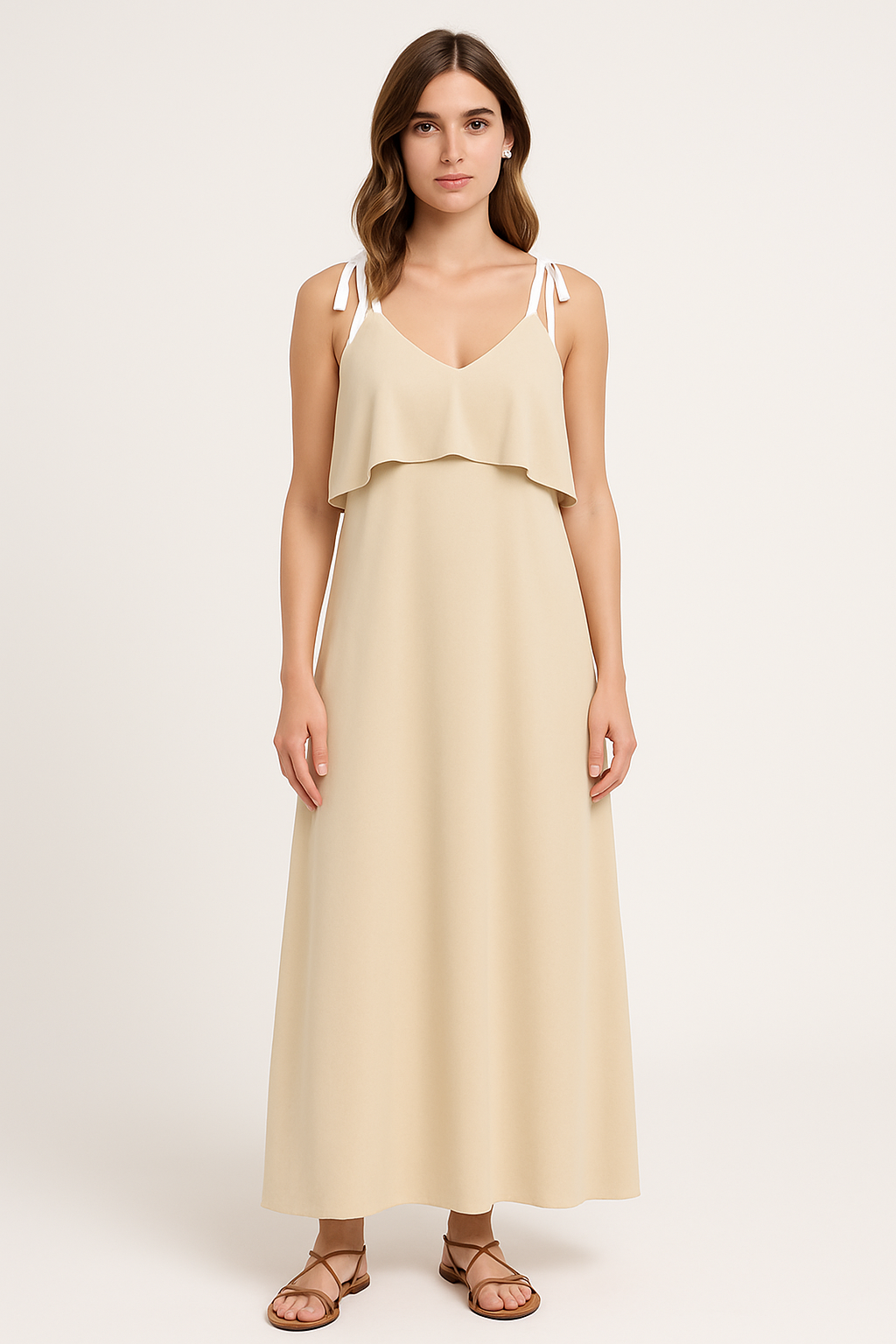 Comfortable Maxi Dress with Flowy Ruffles and Adjustable Straps - Nocini