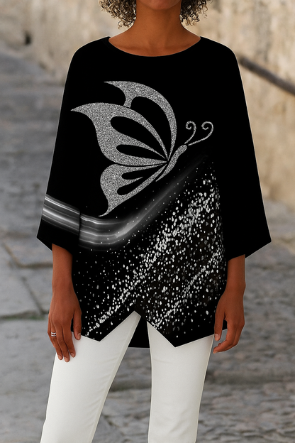 Ladies Floral Round Neck Long Sleeve Shirt