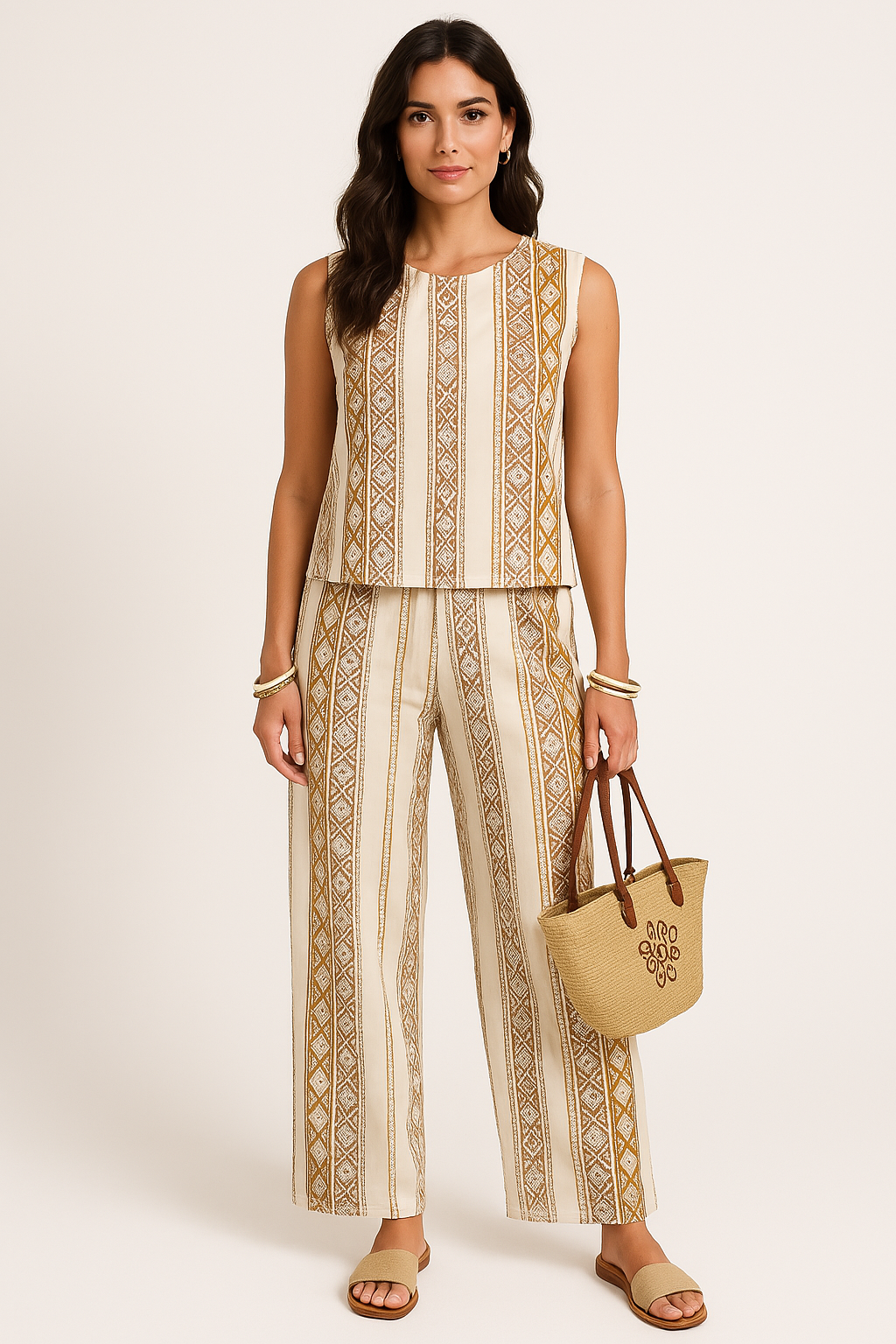Ladies' Loungewear Set with Cropped Top and Loose Trousers - Nocini