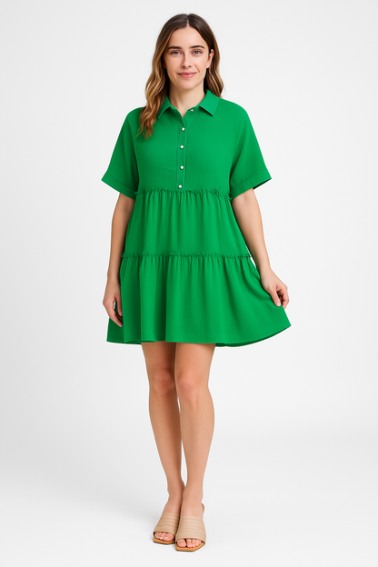 Casual Short Sleeve Cotton Mini Dress for Women