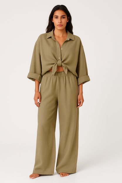 Relaxed Fit Women's Shirt and Pants Set