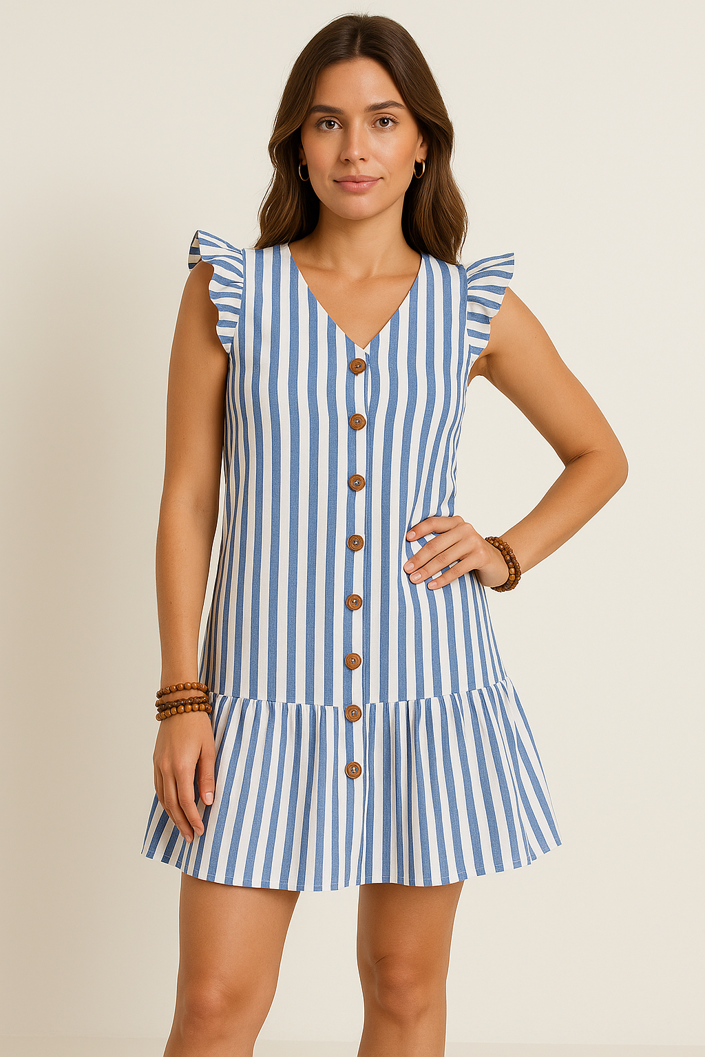 Casual Striped Mini Dress for Women - Nocini