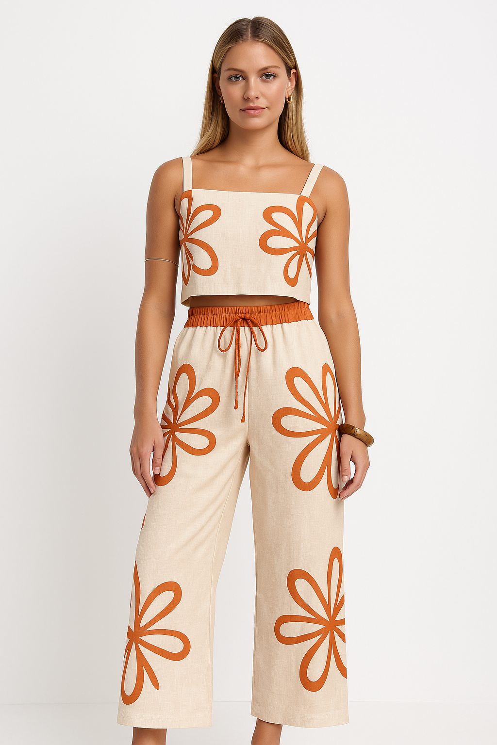 Women's Loungewear Set with Cami and Wide Leg Pants