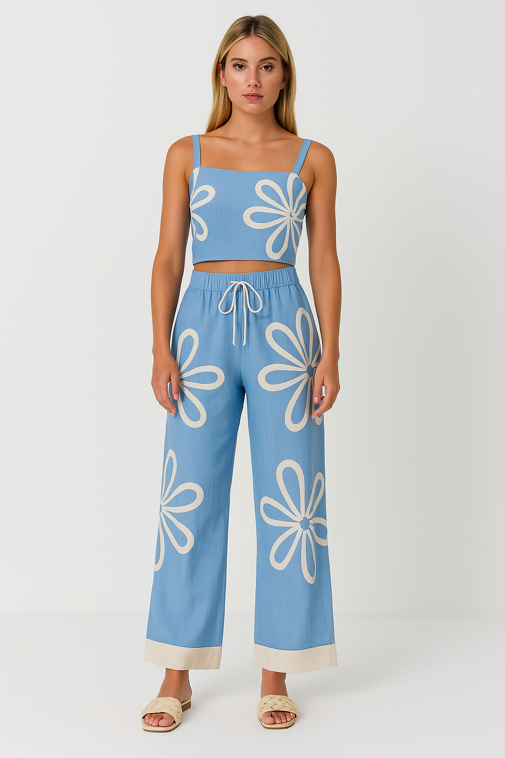 Women's Loungewear Set with Cami and Wide Leg Pants - Nocini