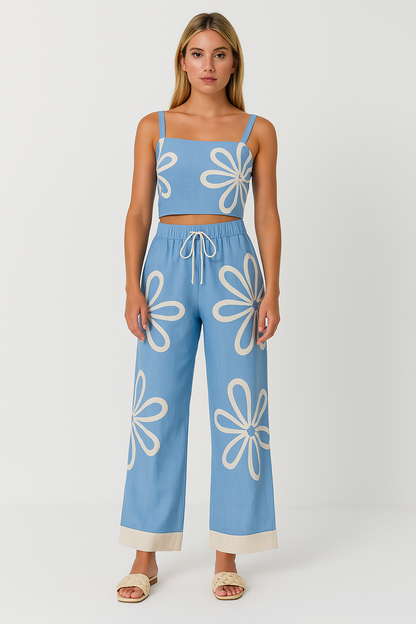 Women's Loungewear Set with Cami and Wide Leg Pants - Nocini