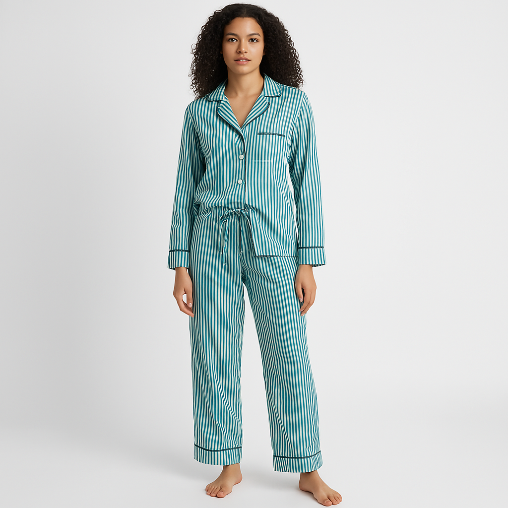 Soft Striped Cotton Pajama Set for Women