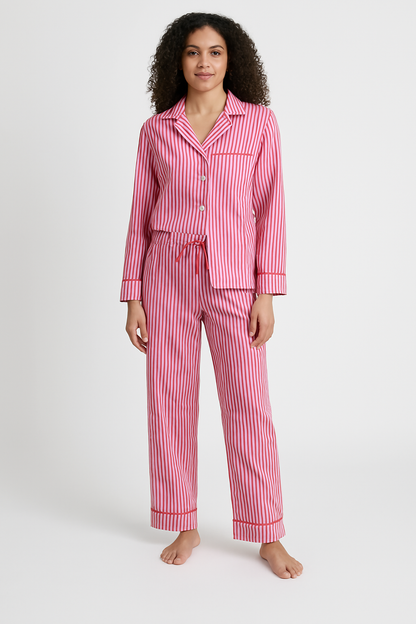 Soft Striped Cotton Pajama Set for Women - Nocini