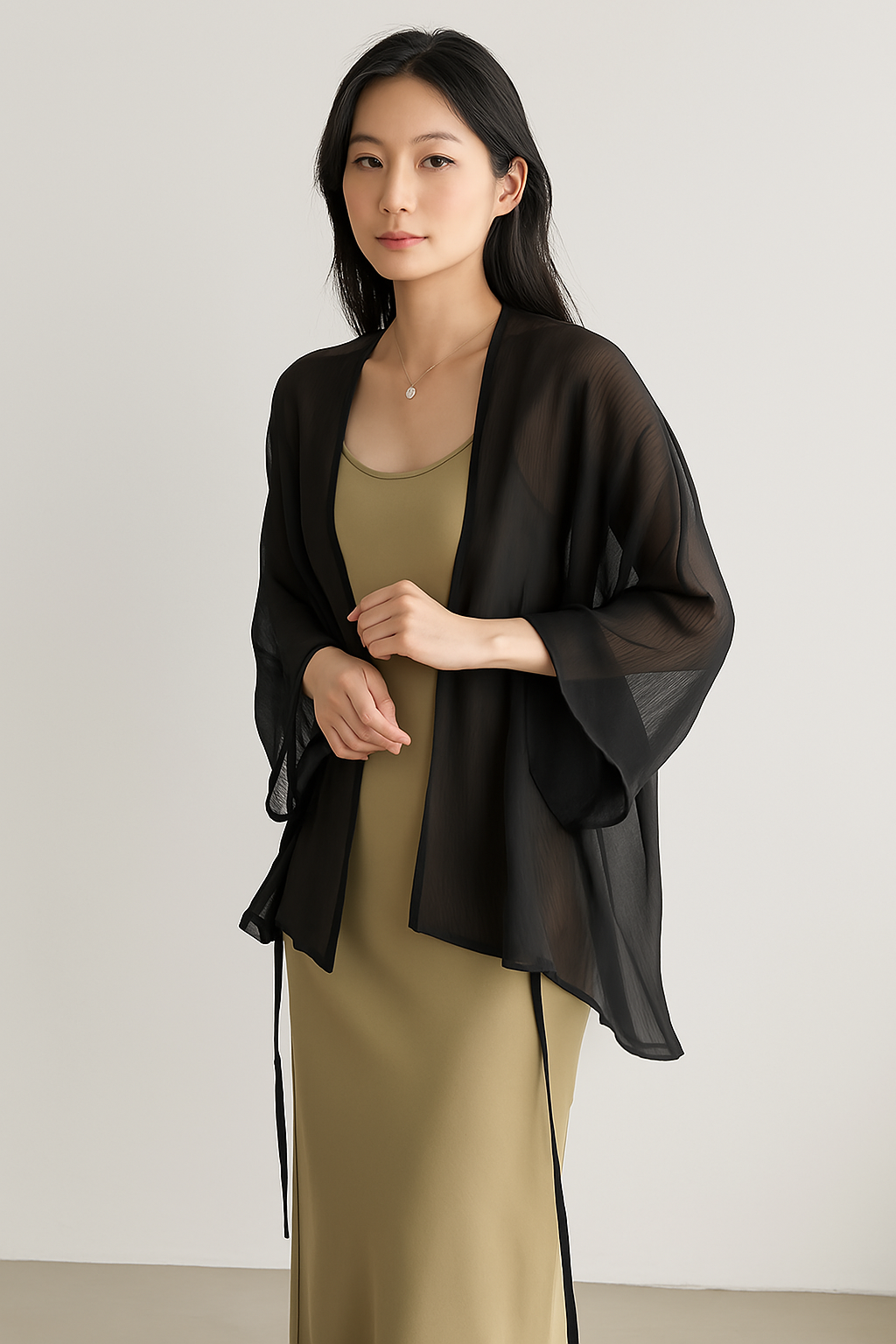 Relaxed Fit Open Front Long Sleeve Cardigan