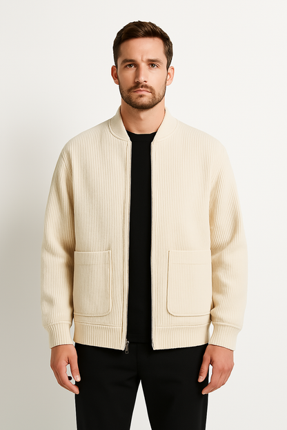 Casual Corduroy Men's Zip Jacket with Pockets - Nocini