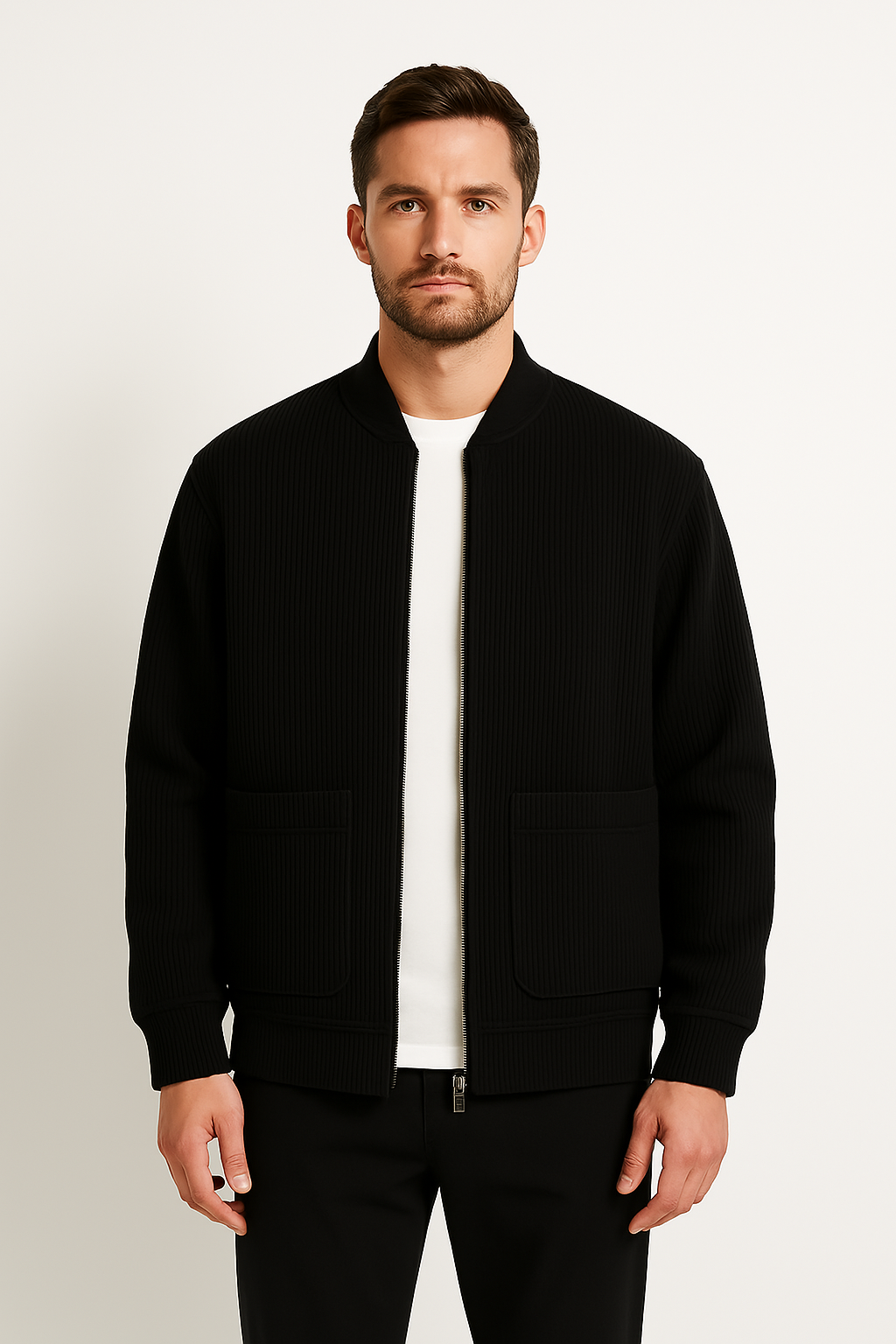 Casual Corduroy Men's Zip Jacket with Pockets