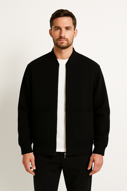 Casual Corduroy Men's Zip Jacket with Pockets