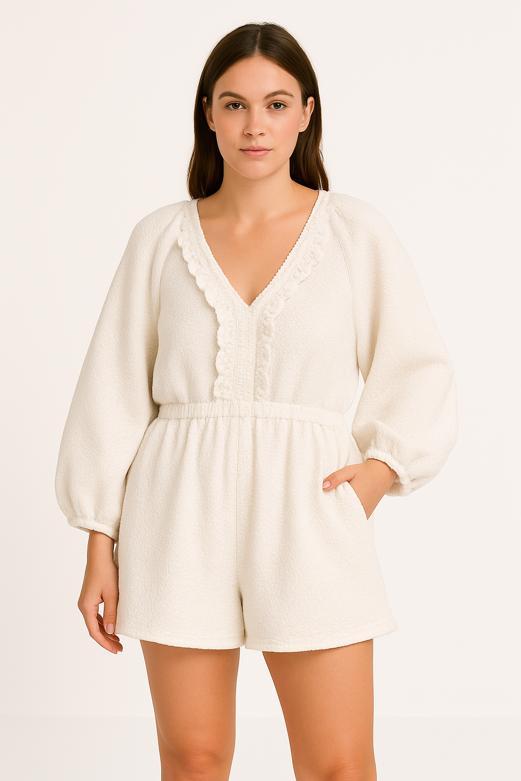 Comfy Women's Romper with Pockets and V-Neck Design - Nocini