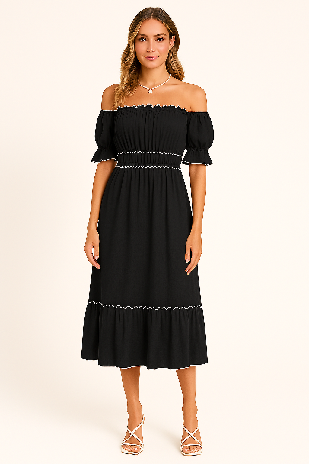 Casual Off Shoulder Ruffle Cotton Dress