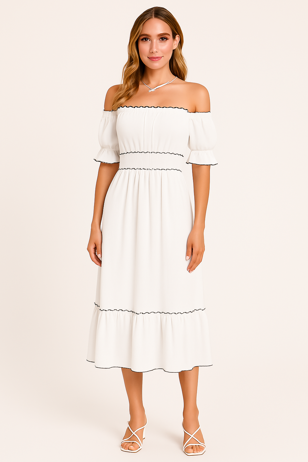 Casual Off Shoulder Ruffle Cotton Dress
