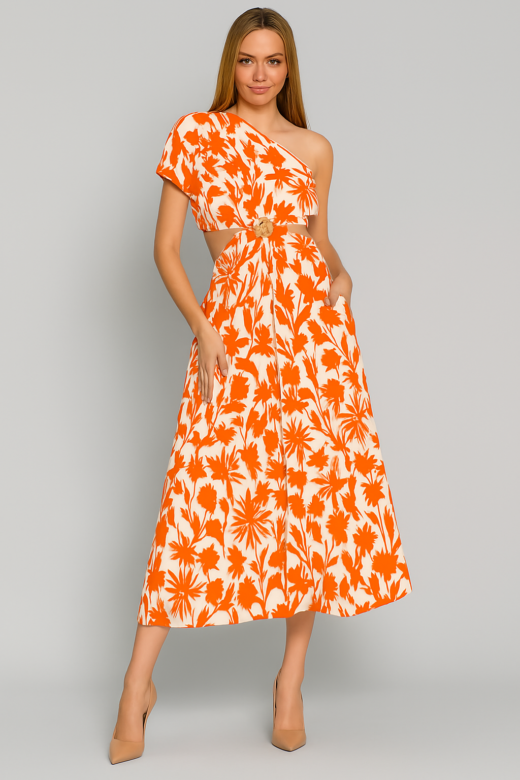 Women's Wide Leg Jumpsuit with Cutout Waist