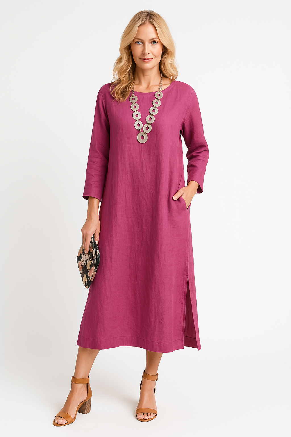 Casual Long Sleeve Midi Dress for Women - Nocini