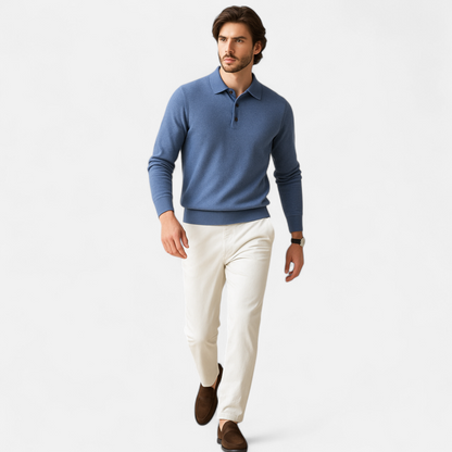 Men's Simple Long Sleeve Polo Shirt
