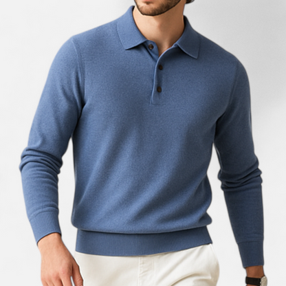 Men's Simple Long Sleeve Polo Shirt