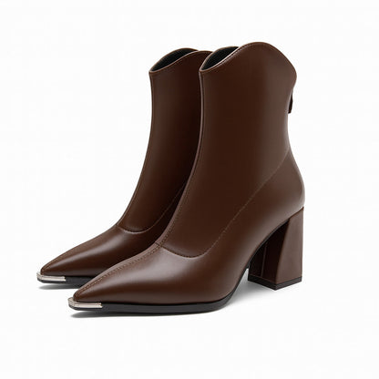 Metal Toe Chelsea Style Leather Ankle Boot