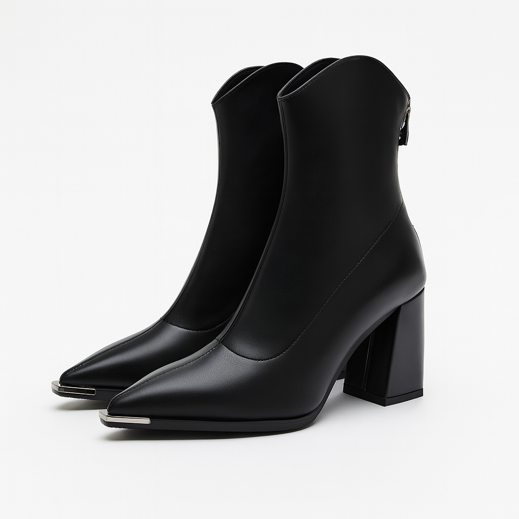 Metal Toe Chelsea Style Leather Ankle Boot - Nocini