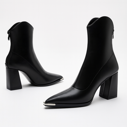 Metal Toe Chelsea Style Leather Ankle Boot