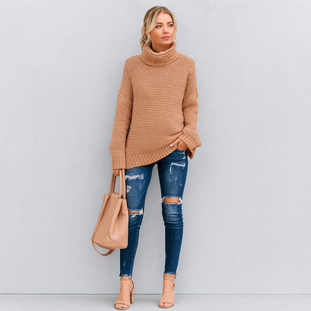 Soft Knit Crew Neck Winter Sweater for Ladies
