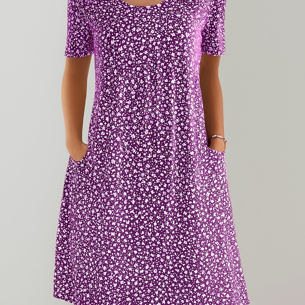 Pretty Midi Dress with Pockets and Floral Print