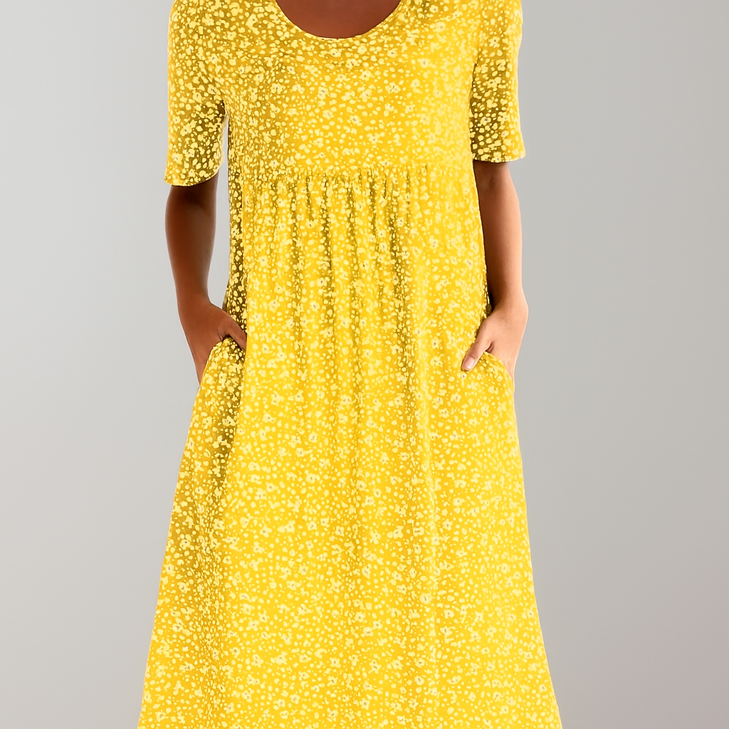 Elegant Mid Length Dress with Side Pockets