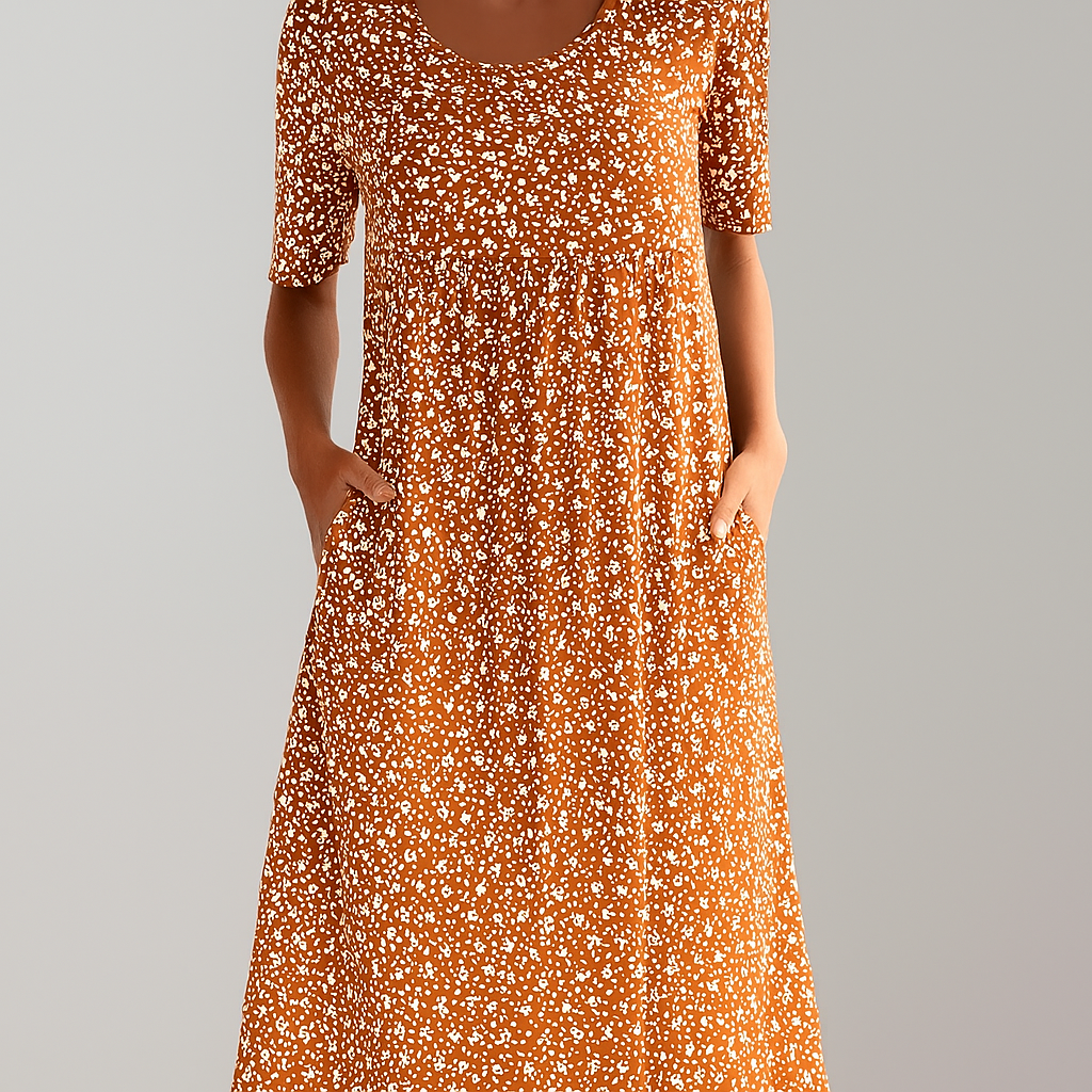Elegant Mid Length Dress with Side Pockets