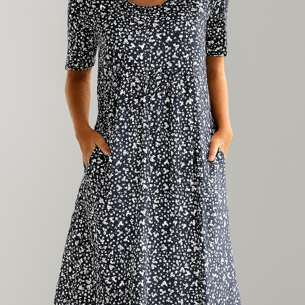 Pretty Midi Dress with Pockets and Floral Print