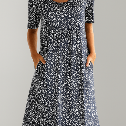 Pretty Midi Dress with Pockets and Floral Print
