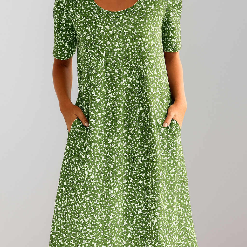 Elegant Mid Length Dress with Side Pockets