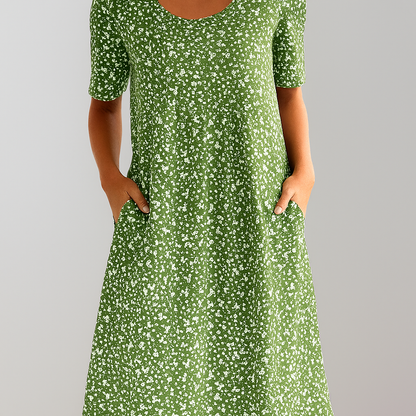 Elegant Mid Length Dress with Side Pockets