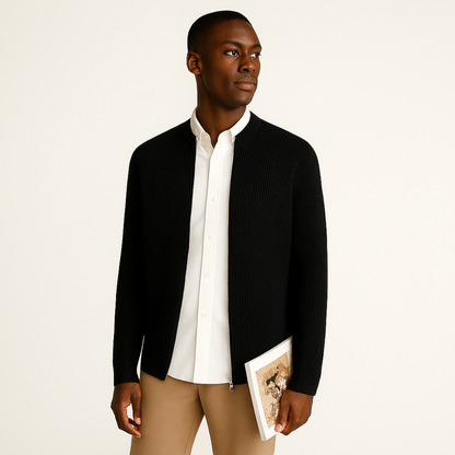 Relaxed Fit Men's Zip Cardigan Sweater