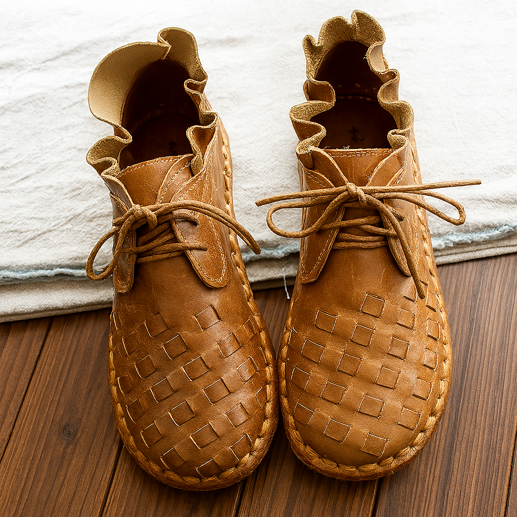 Vintage Boho Chic Leather Flat Shoes