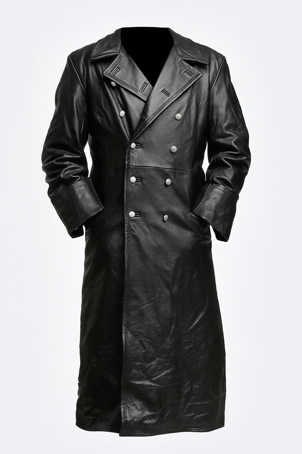 Classic Vintage Men's Leather Military Coat - Olytrend