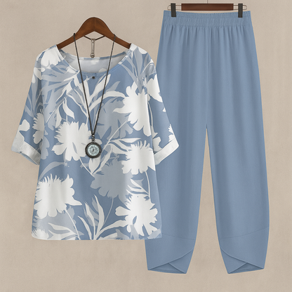 Soft Floral Two Piece Outfit Set
