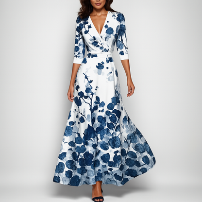 Trendy Floral V-Neck Maxi Dress