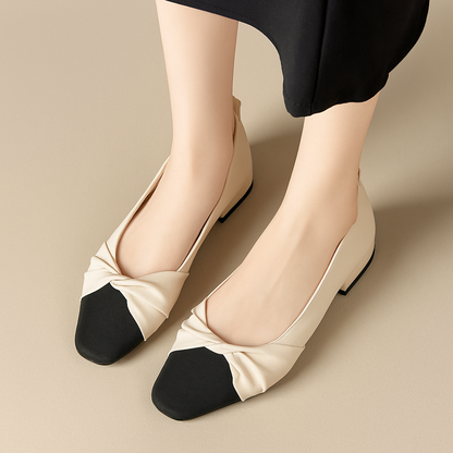 Comfortable Low Heel Leather Pumps