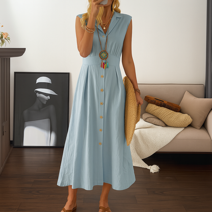Relaxed Fit V Neck Long Maxi Dress - Olytrend